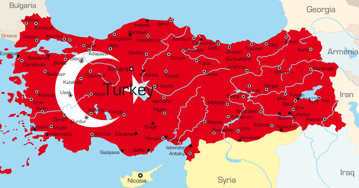 Карта расположения турции